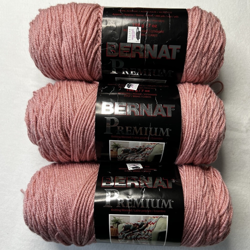 Bernat Premium Yarn Warm Rose 58764 Lot 3 Worsted Acrylic 21 oz 1080 yd